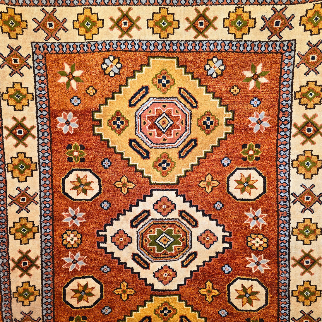 Käsinsolmittu itämainen villamatto Kazak Oranssi 170 x 240 cm