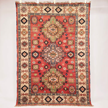 Käsinsolmittu itämainen villamatto Kazak Pastelli 140 x 200 cm