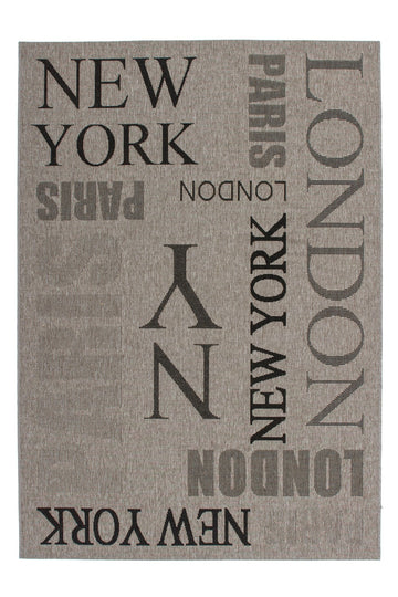 New York Harmaa - Sileäksi kudottu matto