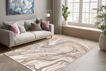 Sedef 401 Beige-Silver - Lyhytnukkainen Matto