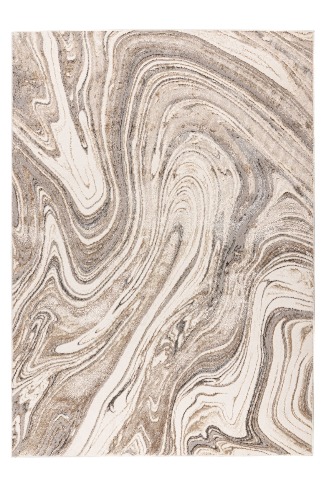 Sedef 401 Beige-Silver - Lyhytnukkainen Matto