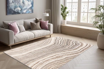 Sedef 402 160 x 230cm - Beige/Silver - Lyhytnukkainen Matto
